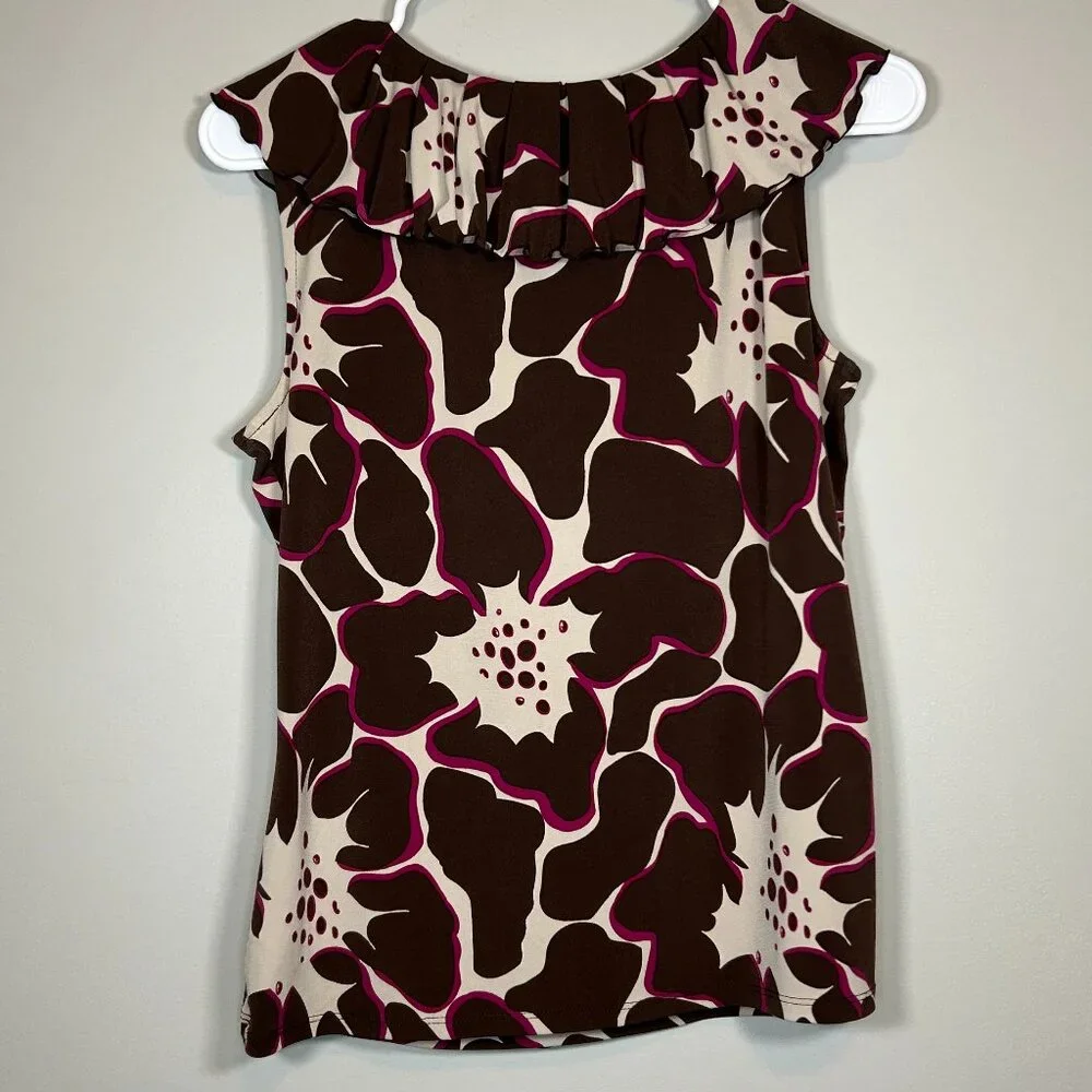 brown & purple flower blouse - Picture 2 of 3